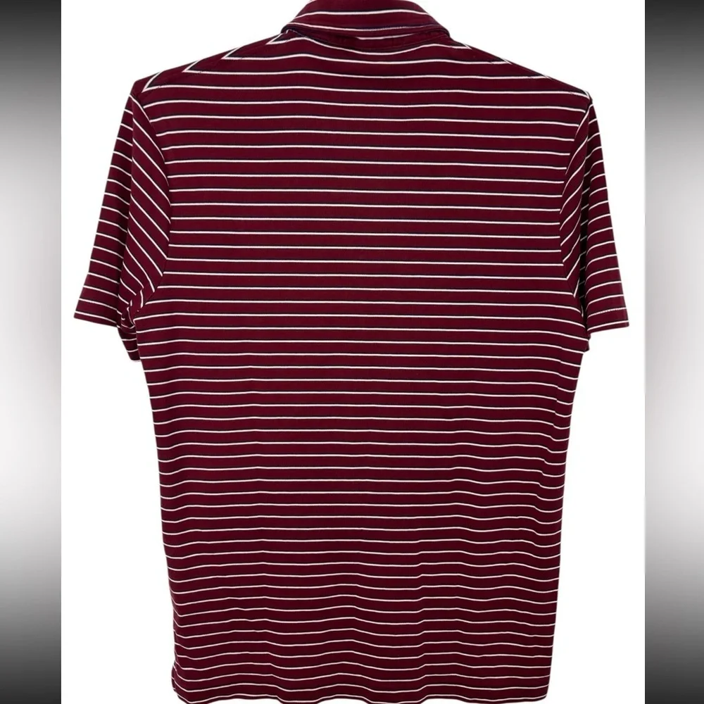 Ralph Lauren Maroon and White Striped Polo with Iconic Embroidered Logo